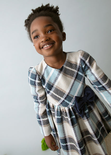 cute couture NEW AW25 Mayoral Girls Plaid Dress 4924 Navy 40