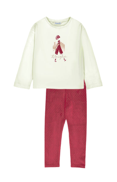 cute couture NEW AW25 Mayoral Girls Velvet Leggings Set 4010/4715 Red 73/96