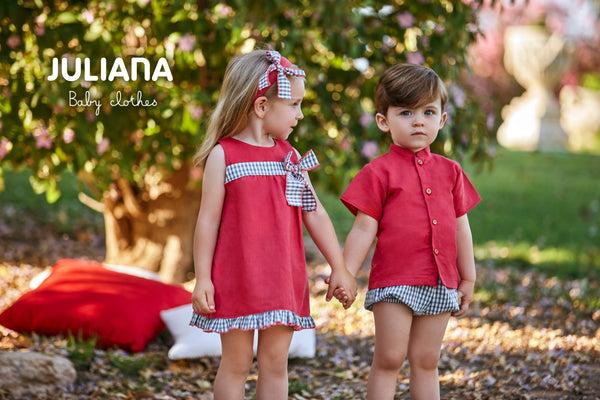 cute couture NEW SS22 Juliana Red and Blue Checked Dress J5146