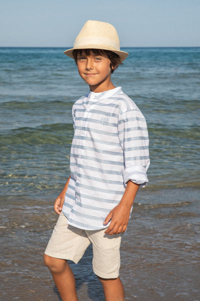 Cute Couture NEW SS24 Tutto Piccolo Boys Blue Striped Shirt 7034