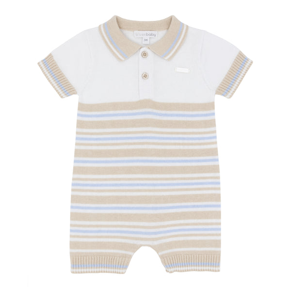 Cute Couture NEW SS25 Blues Baby Beige/Blue Summer Knit Romper BB2043