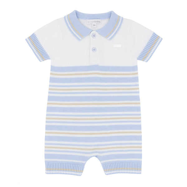 cute couture NEW SS25 Blues Baby Blue/Beige Summer Knit Romper BB2041