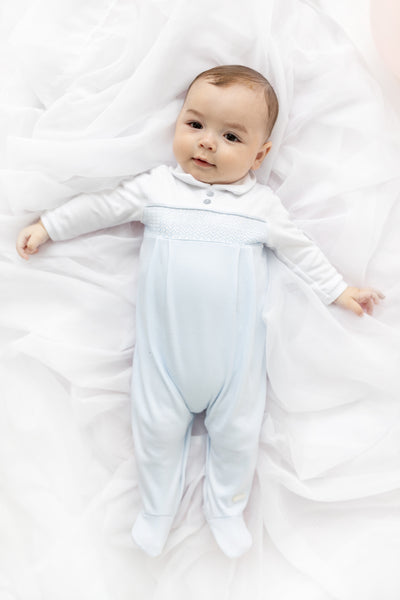 cute couture NEW SS25 Blues Baby Blue Smocked Babygrow BB1791