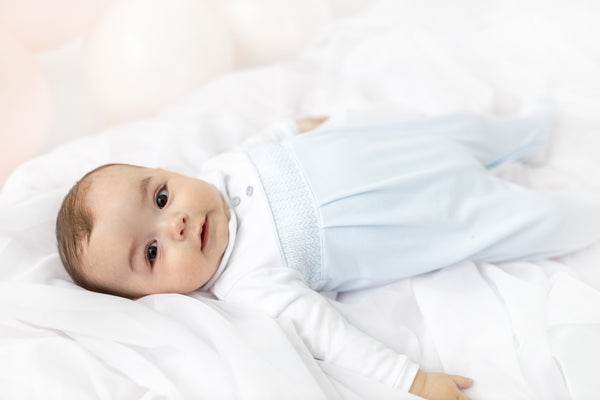 Cute Couture NEW SS25 Blues Baby Blue Smocked Babygrow BB1791