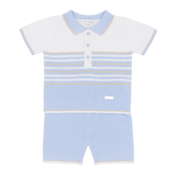 cute couture NEW SS25 Blues Baby Blue Summer Knit Shorts Set BB2021