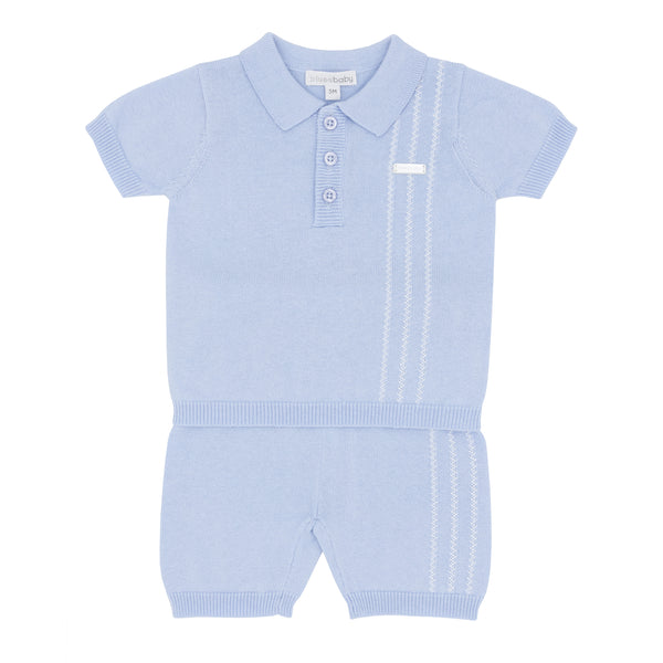 cute couture NEW SS25 Blues Baby Blue Summer Knit Shorts Set BB2044