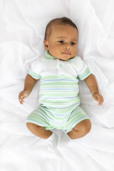 cute couture NEW SS25 Blues Baby Mint Summer Knit Romper BB2037M