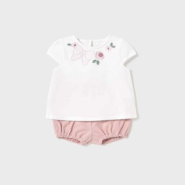 cute couture NEW SS25 Mayoral Baby Girls Outfit 1663 White/Pink