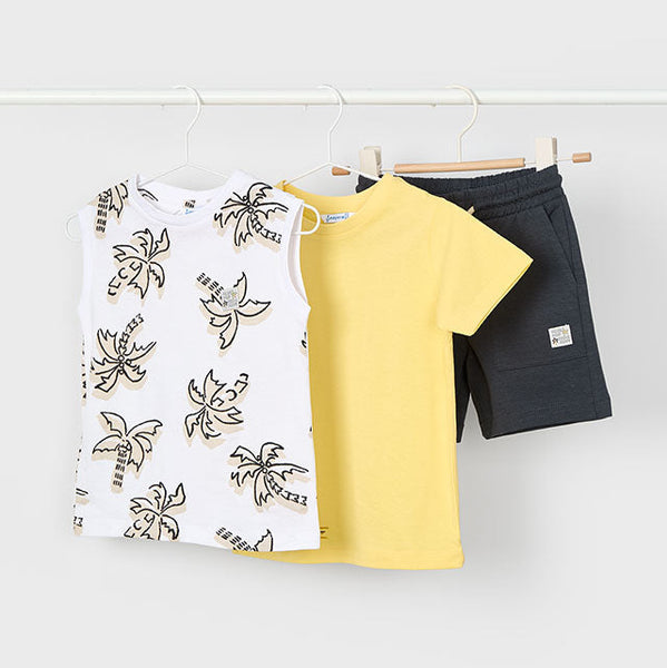 cute couture NEW SS25 Mayoral Boys 3 Piece Shorts Set 3606 Yellow/91