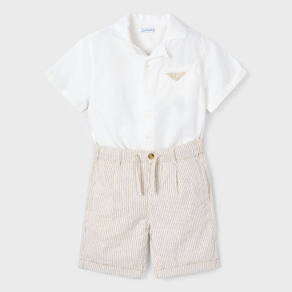 cute couture NEW SS25 Mayoral Boys Bermuda Shorts Set 3231 Cream/91