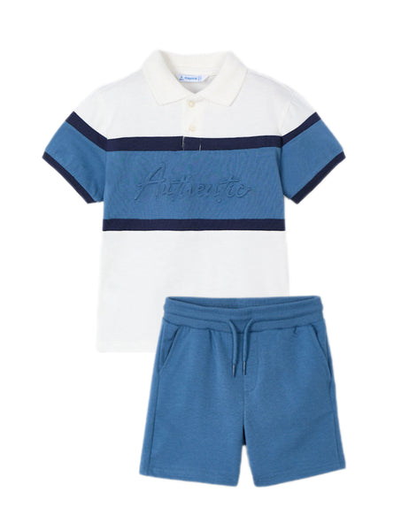 cute couture NEW SS25 Mayoral Boys Polo Top Shorts Set 3103/611 Regatta