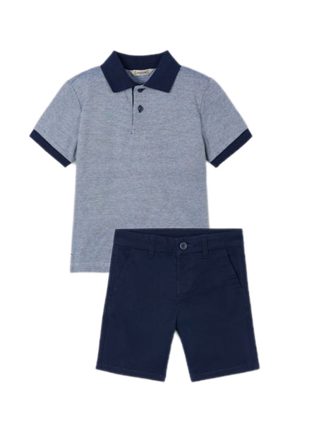 cute couture NEW SS25 Mayoral Boys Polo Top Shorts Set 3105/202 Navy