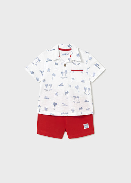 cute couture NEW SS25 Mayoral Boys Shorts Set 1657 Red/36