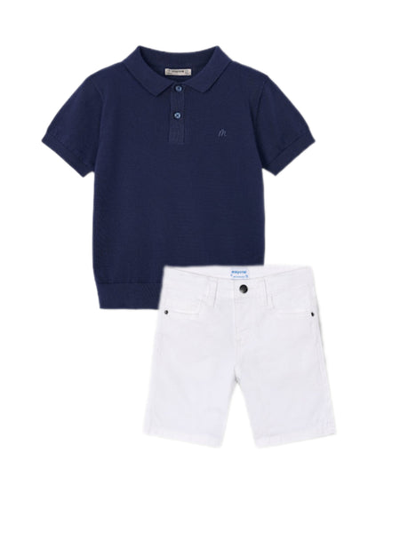 cute couture NEW SS25 Mayoral Boys Shorts Set 3104/204 Navy/White