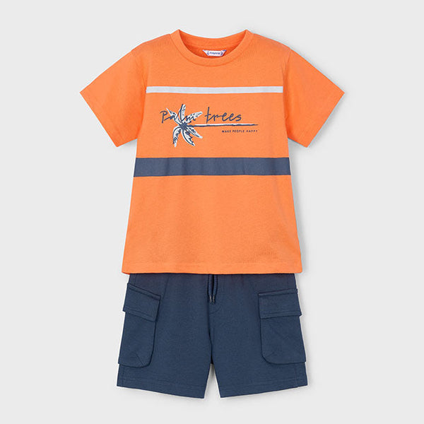 cute couture NEW SS25 Mayoral Boys Shorts Set 3605 Coral/88