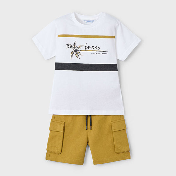 cute couture NEW SS25 Mayoral Boys Shorts Set 3605 White/86
