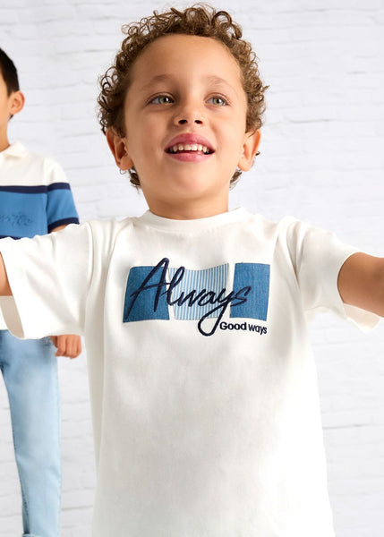 cute couture NEW SS25 Mayoral Boys T Shirt 3025 Cream/94