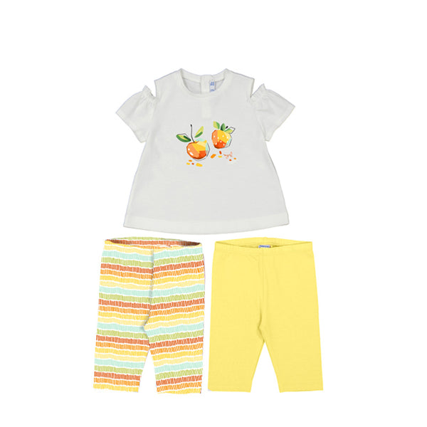 cute couture NEW SS25 Mayoral Girls 3 Piece Leggings Set 1740 Yellow/44