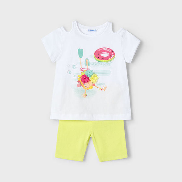cute couture NEW SS25 Mayoral Girls Cycling Shorts Set 3708 Citrus/66