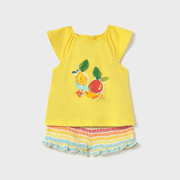 cute couture NEW SS25 Mayoral Girls Shorts Set 1233 Yellow/90