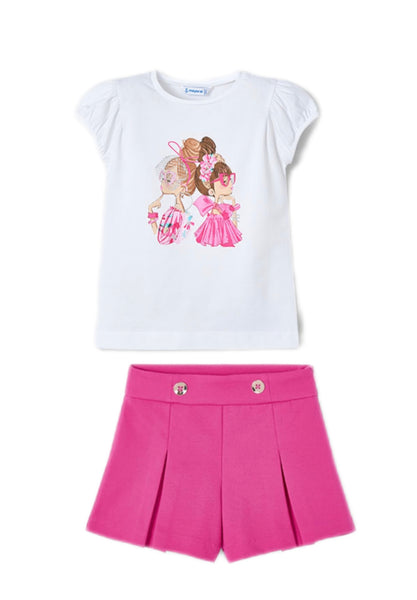 Cute Couture NEW SS25 Mayoral Girls Shorts Set 3003/3201 Magenta 60/72