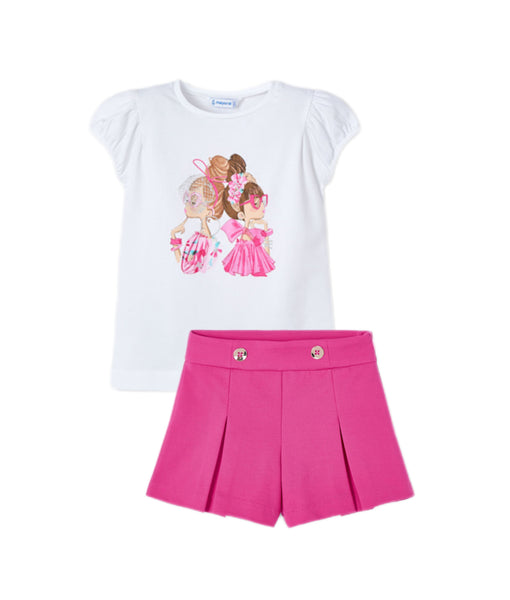 cute couture NEW SS25 Mayoral Girls Shorts Set 3003/3201 Magenta 60/72