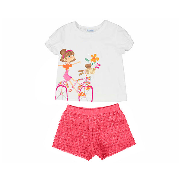 Cute Couture NEW SS25 Mayoral Girls Shorts Set 3211 Magenta/89
