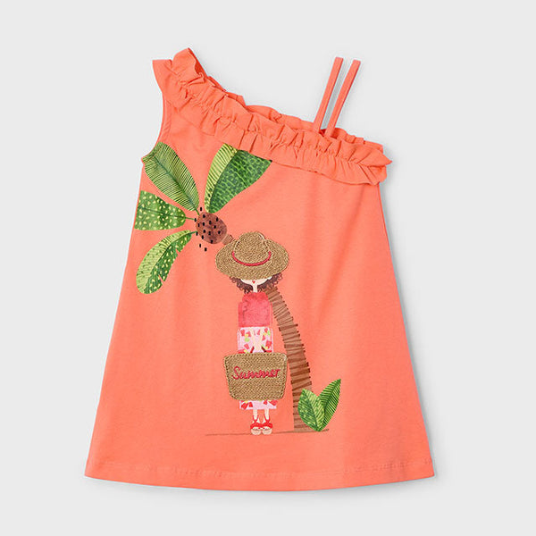 cute couture NEW SS25 Mayoral Girls Sun Dress 3937 Tangerine/67