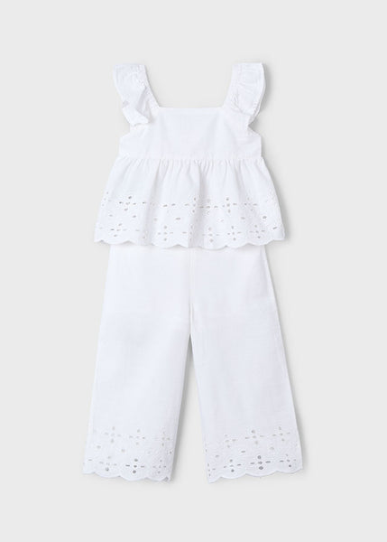 cute couture NEW SS25 Mayoral Girls Trouser Outfit 3561 White/50