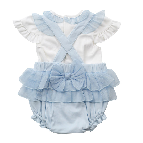 Cute Couture NEW SS25 Mintini Frilly Romper White/Blue MB6495
