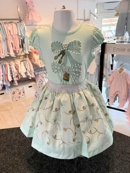 cute couture NEW SS25 Neon kid Bow Skirt Set MINT GREEN