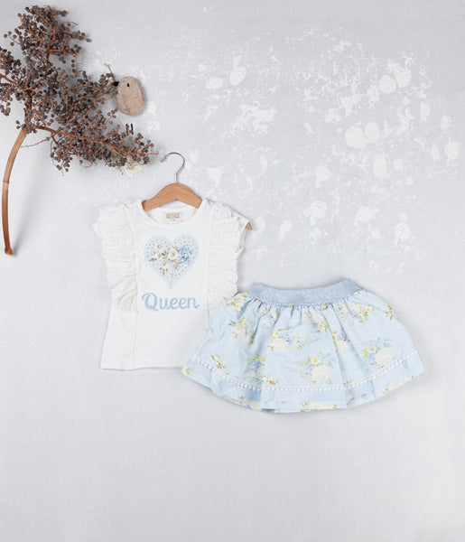 Cute Couture NEW SS25 Neon Kid Queen Skirt Set BLUE