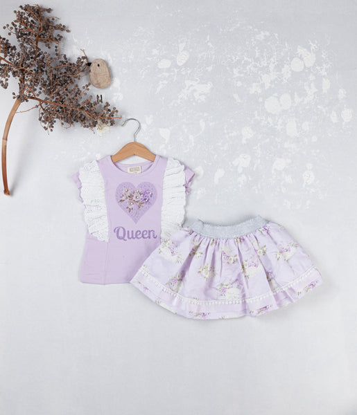 Cute Couture NEW SS25 Neon Kid Queen Skirt Set LILAC