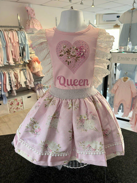 cute couture NEW SS25 Neon kid Queen Skirt Set PINK