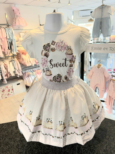 cute couture NEW SS25 Neon kid Sweet Skirt Set CREAM
