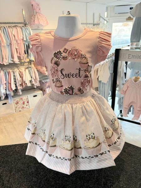 cute couture NEW SS25 Neon kid Sweet Skirt Set PEACH