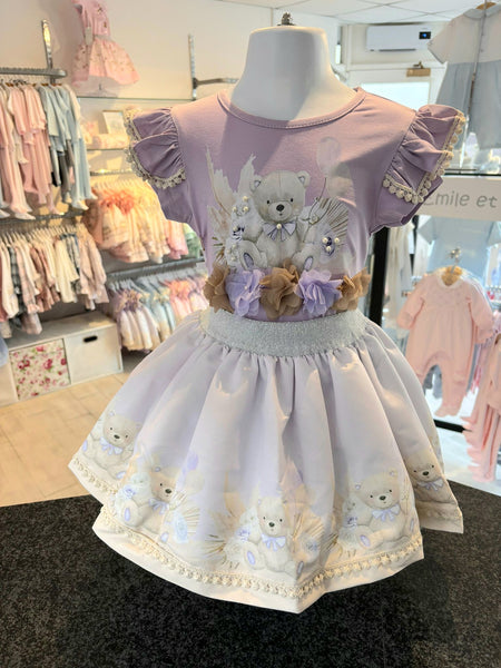 cute couture NEW SS25 Neon kid Teddy Skirt Set LILAC