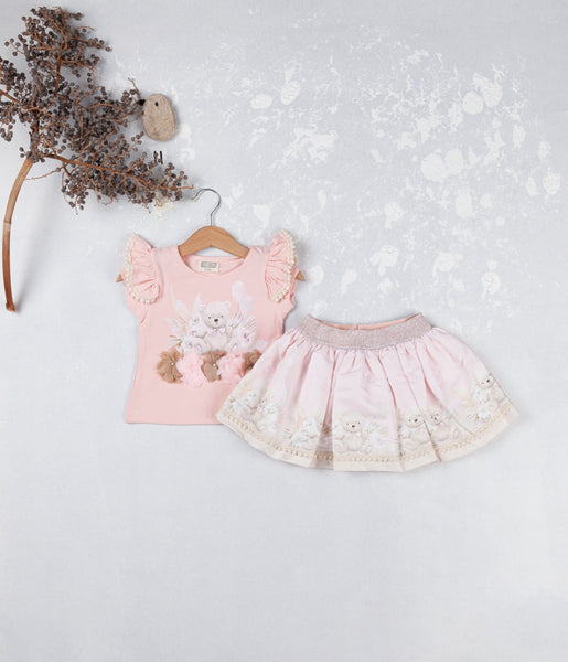 Cute Couture NEW SS25 Neon Kid Teddy Skirt Set PINK