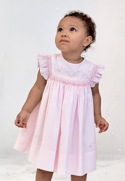 cute couture NEW SS25 Sarah Louise Girls Smocked Dress Pink/Pink C7101