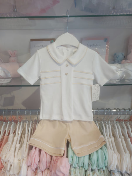 cute couture NEW SS25 Spanish Boys Shorts Set SG169 White/Beige
