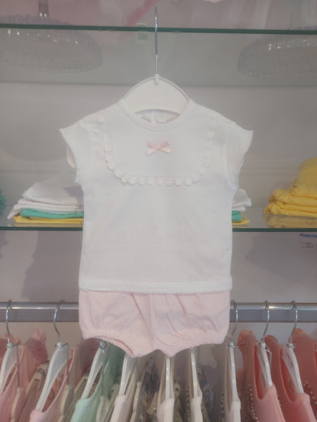 cute couture NEW SS25 Spanish Jam Lace Pants Outfit White/Pink 110