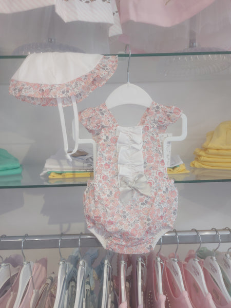 cute couture NEW SS25 Spanish Romper with hat Peach floral SG34