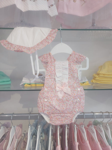 cute couture NEW SS25 Spanish Romper with hat Pink floral SG34