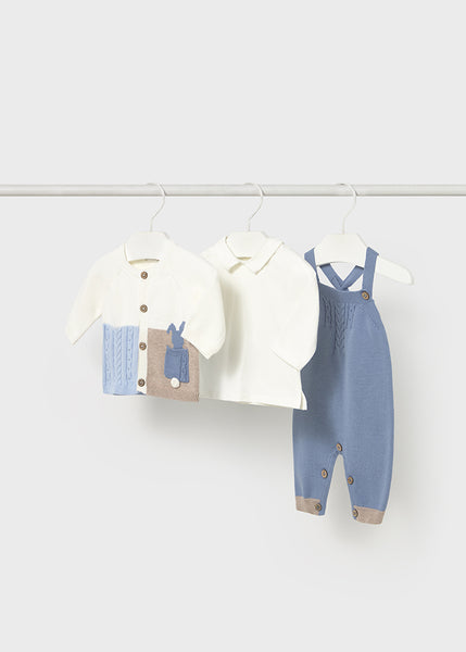Cute Couture PRE ORDER - NEW AW25 Mayoral Baby Boys 3 Piece Dungaree Outfit 2617 Cloud 24