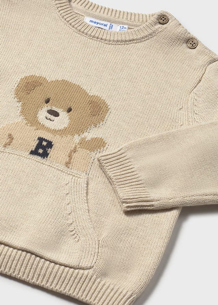 Cute Couture PRE ORDER - NEW AW25 Mayoral Boys Teddy Bear Jumper 2341 Oat 59
