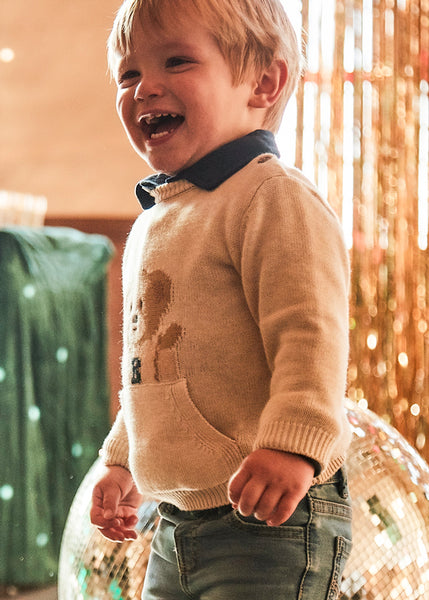 Cute Couture PRE ORDER - NEW AW25 Mayoral Boys Teddy Bear Jumper 2341 Oat 59