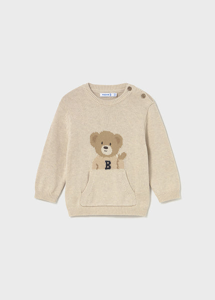 cute couture PRE ORDER - NEW AW25 Mayoral Boys Teddy Bear Jumper 2341 Oat 59