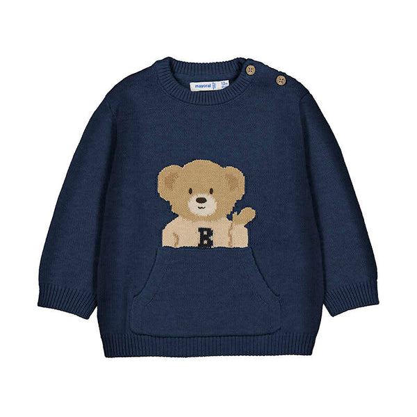 cute couture PRE ORDER - NEW AW25 Mayoral Boys Teddy Bear Jumper 2341 Night 60