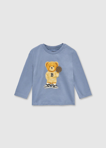 Cute Couture PRE ORDER - NEW AW25 Mayoral Boys Teddy Bear T Shirt 2058 Blue 83