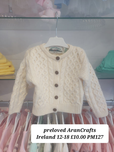 cute couture PRELOVED Preloved AranCrafts Ireland Wool Cardigan 12-18 PM127